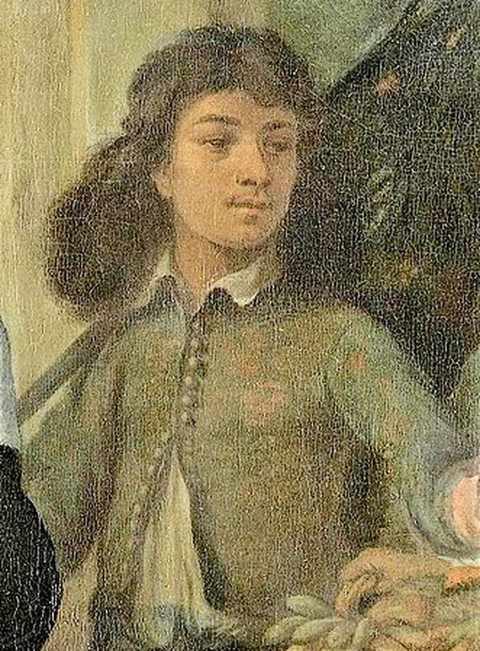 Sosok budak bernama Untung Suropati, dilukis satu bingkai bersama keluarga Pieter Cnoll pada 1665. Lukisan ini karya Jacob Janssen Coeman (1632-1676).