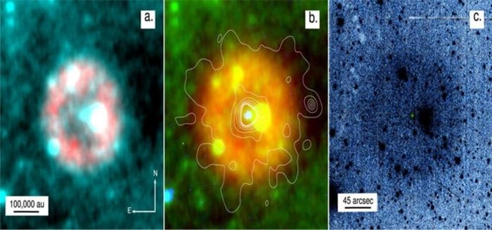 Sebuah nebula samar yang disebut Pa30 (digambarkan dalam tiga gambar berbeda dengan warna yang menunjukkan emisi sinar-X) telah diidentifikasi sebagai ledakan abad ke-12.