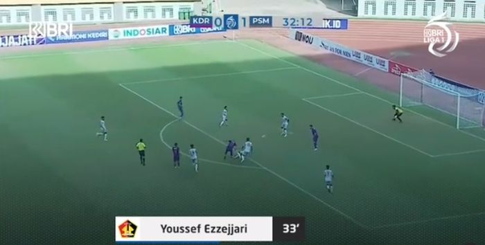 Situasi gol Youssef Ezzejjari dalam laga Persik vs PSM pada pekan keempat Liga 1 2021/22 (23/9/2021). 