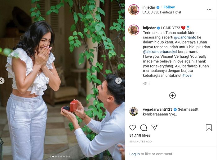 Jessica Iskandar resmi dilamar Vincent Verhaag