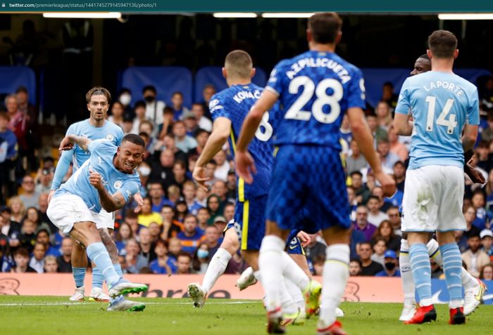 Gabriel Jesus sukses menjaringkan satu-satunya gol ke gawang Chelsea dalam kemenangan 1-0 Manchester City di Stamford Bridge.