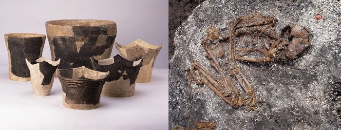 Tembikar Jomon digali dari timbunan cangkang Odake (Awal Jomon). Kerangka yang terkubur di situs ini memiliki praktik penguburan khusus di mana tubuh ditempatkan dalam posisi tertekuk dengan kaki ditekuk.