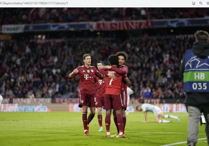 Bayern Muenchen berhasil menekuk Dynamo Kyiv dalam matchday kedua babak penyisihan Grup E Liga Champions 2021-2022 dengan skor 5-0.