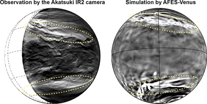 Struktur beruntun skala besar ditemukan di atmosfer Venus.