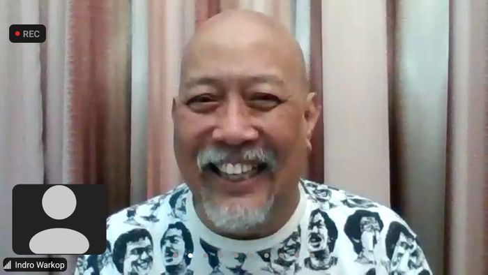 Indro Warkop saat jumpa pers virtual, Rabu (6/10/2021). 