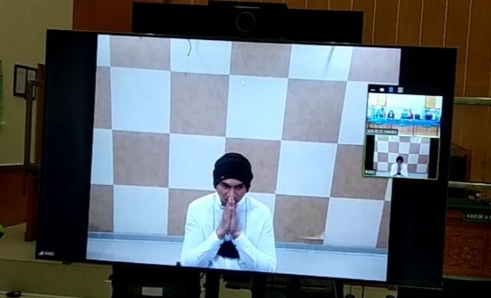 Anji dalam sidang kasus penyalahgunaan narkoba, di Pengadilan Negeri Jakarta Barat, Senin (11/10/2021).