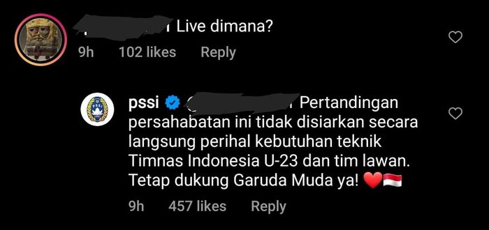 Penjelasan PSSI soal laga uji coba timnas U-23 Indonesia yang tidak disiarkan secara langsung di televisi nasional.