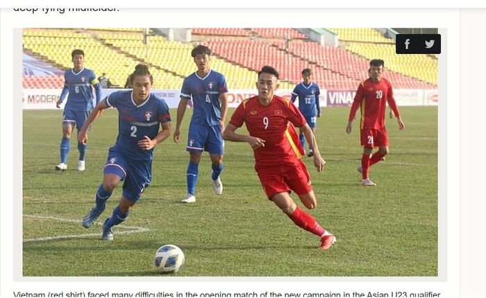 Timnas U-23 Vietnam kala melawan Timnas U-23 Taiwan, Rabu (27/10/2021).