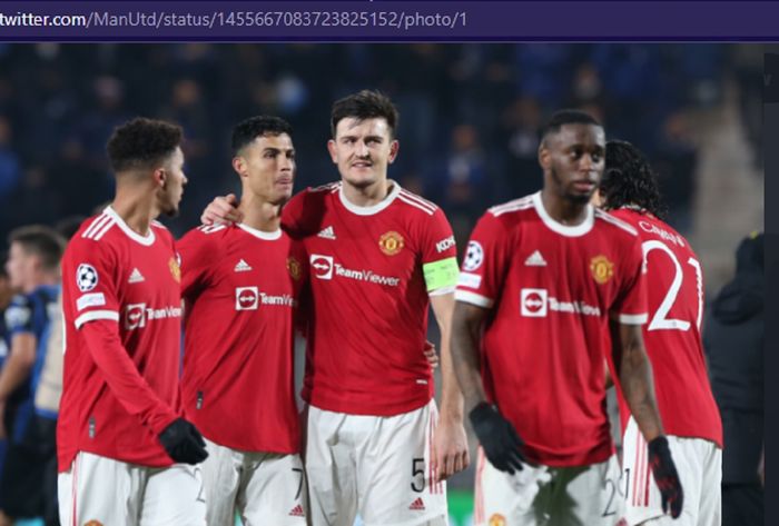 Para pemain Manchester United saat melawan Atalanta dalam laga Grup F Liga Champions 2021-2022 di Stadio di Bergamo, Selasa (2/11/2021) waktu setempat atau Rabu dini hari WIB.