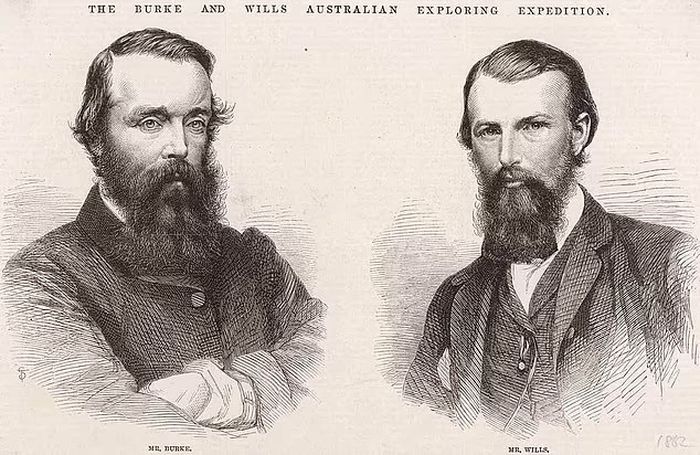 Robert O'Hara Burke (gambar kiri), William John Wills (kanan), John King dan Charles Gray menjadi orang Eropa pertama yang menyeberangi Australia dari selatan ke utara ketika mereka mencapai Teluk Carpentaria pada Februari 1861