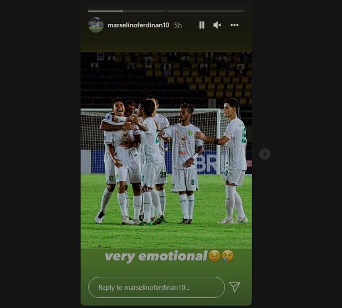 Respons Marselino Ferdinan usai mencetak gol pada laga Arema FC vs Persebaya (7/11/2021). 