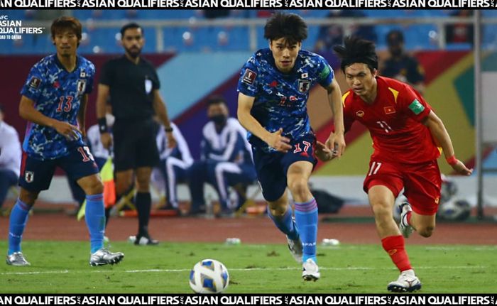 Laga Vietnam vs Jepang dalam Kualifikasi Piala Dunia 2022 zona Asia di Hanoi, Kamis (11/11/2021). 