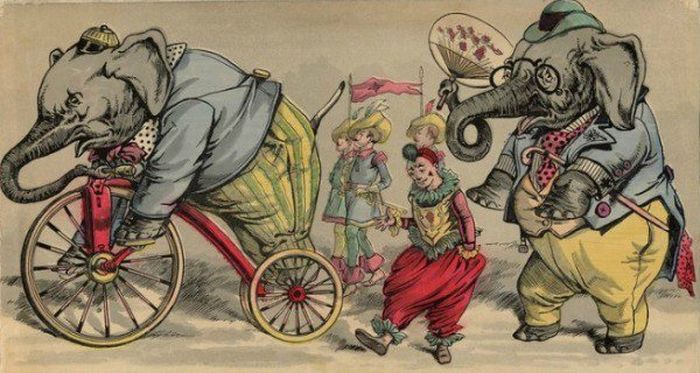 Ilustrasi gajah sirkus.