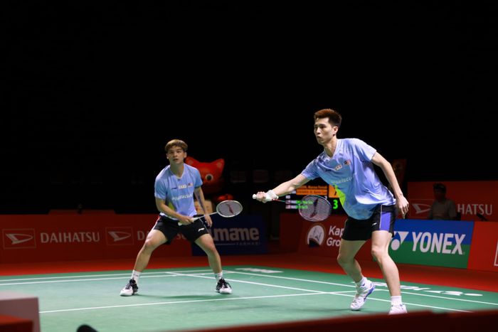 Pasangan ganda putra Malaysia, Ong Yew Sin/Teo Ee Yi pada semifinal Indonesia  Masters 2021, Sabtu (21/11/2021)