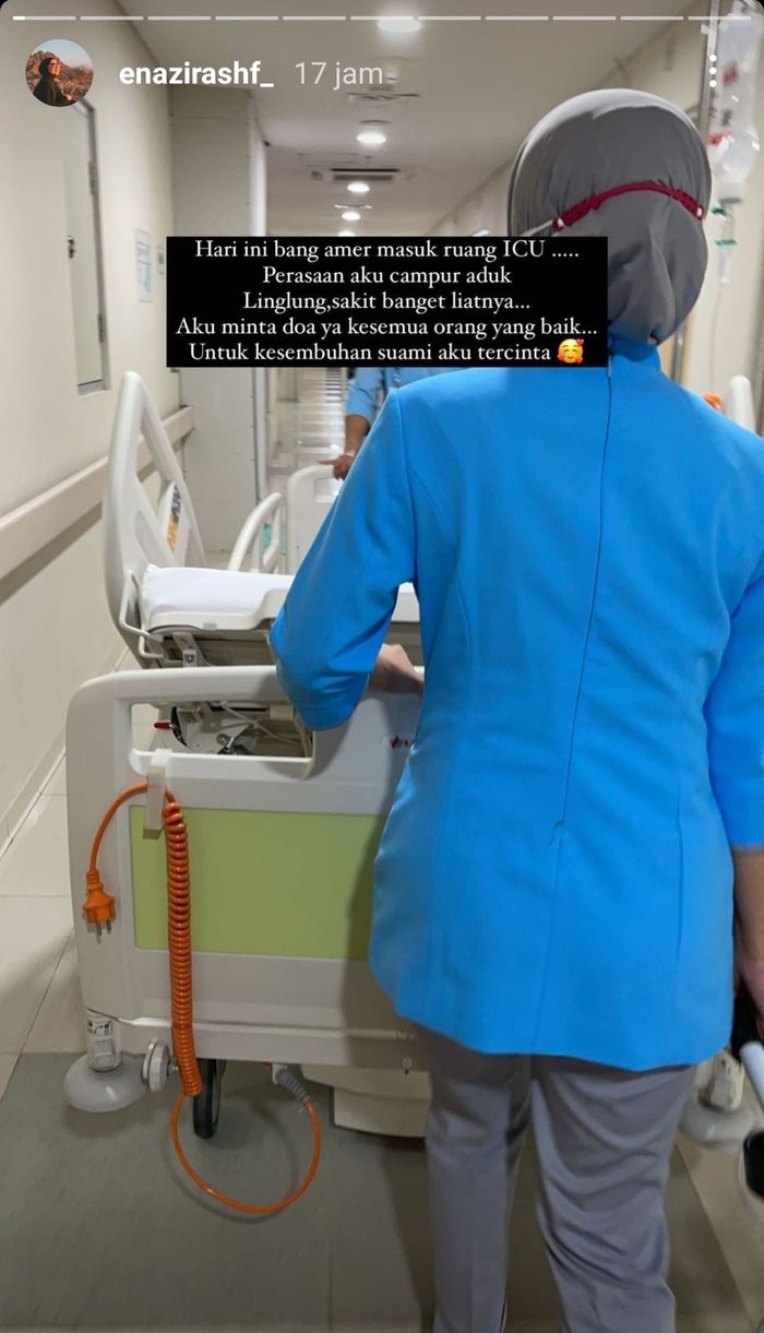 Nadzira Shafa setia menemani Ameer Azzikra ketika masuk ruang ICU.