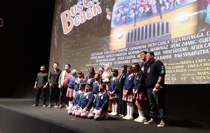 Konferensi pers film Bus Om Bebek di Epicentrum XXI, Kuningan, Jakarta Selatan, Jumat (3/12/2021).