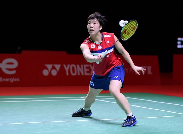 Pebulu tangkis tunggal putri Jepang, Akane Yamaguchi, pada semifinal BWF World Tour Finals 2021 di Bali International Convention Centre, Nusa Dua, Sabtu (4/12/2021).