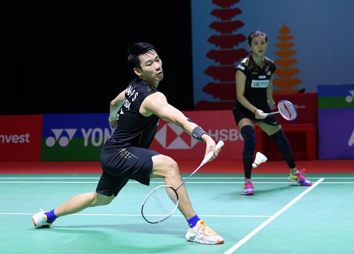 Pasangan ganda campuran Malaysia, Chan Peng Soon/Goh Liu Ying, pada Indonesia Masters 2021 di Bali International Convention Centre, Nusa Dua.