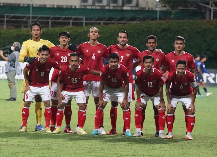 Skuad timnas Indonesia saat menghadapi Kamboja di Piala AFF 2020.