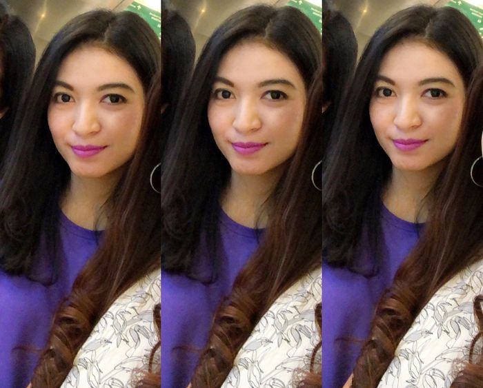 Selvi Ananda dengan lipstik ungu