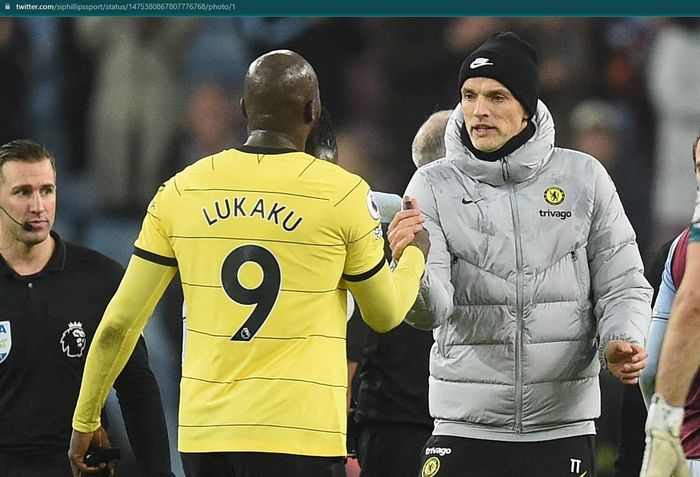 Momen Romelu Lukaku dan Thomas Tuchel pasca-laga Chelsea versus Aston Villa.