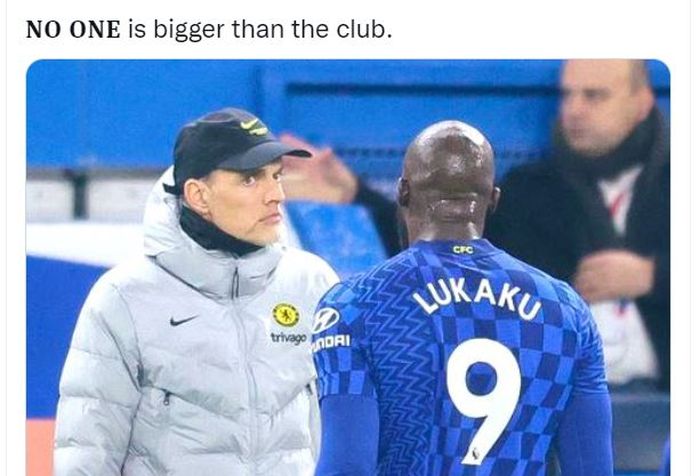 Pelatih Chelsea, Thomas Tuchel, dan Romelu Lukaku.