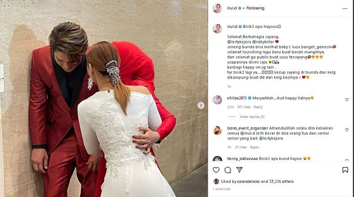 Unggahan Inul Daratista mengenai anak pertama Rizky Billar dan Lesti Kejora. 