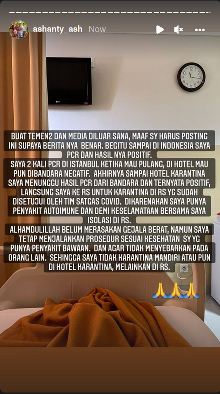 Benarkan positif COVID usai liburan keluarga di Turki hingga pajang potret karantina di rumah sakit, berikut klarifikasi yang ditulis Ashanty.