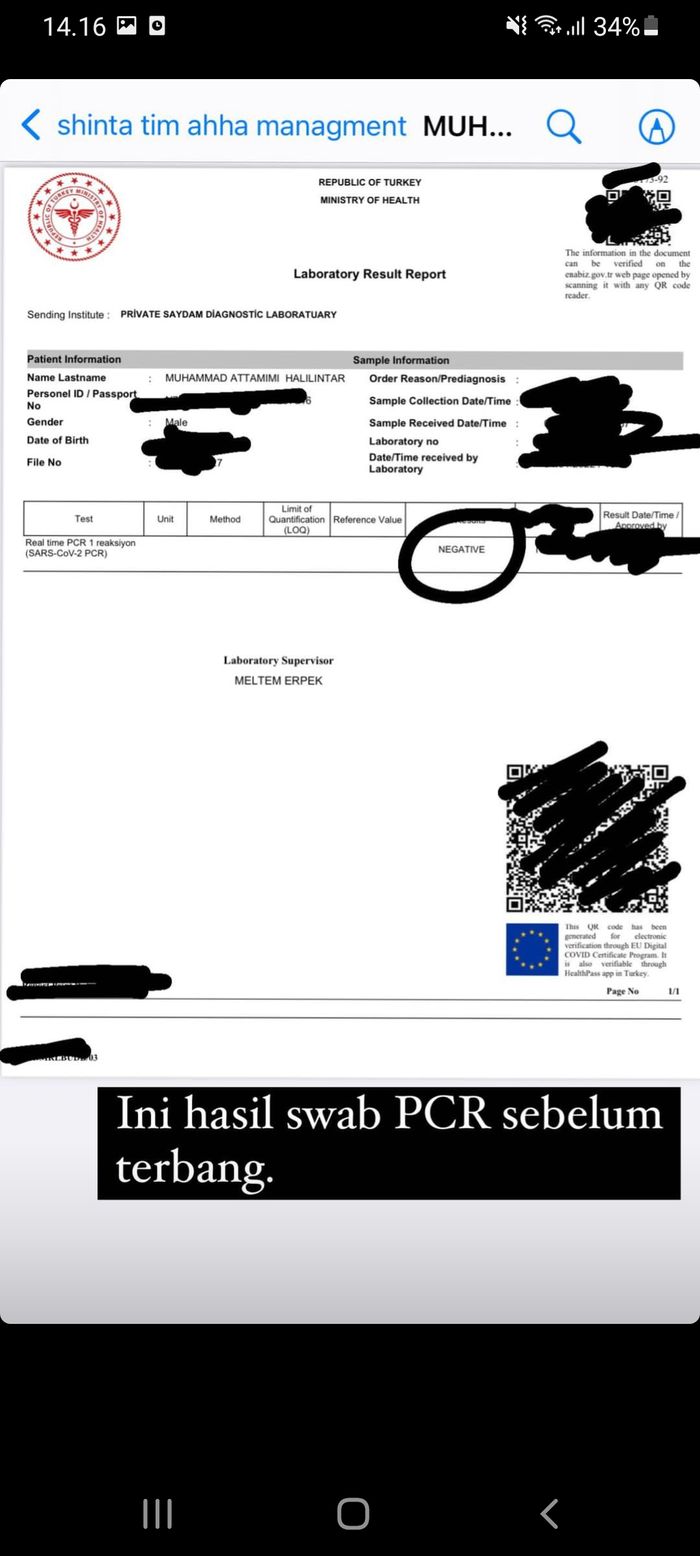 Melalui Instagram Story-nya, Atta Halilintar memberikan bukti-bukti bahwa dirinya negatif Covid-19.  
