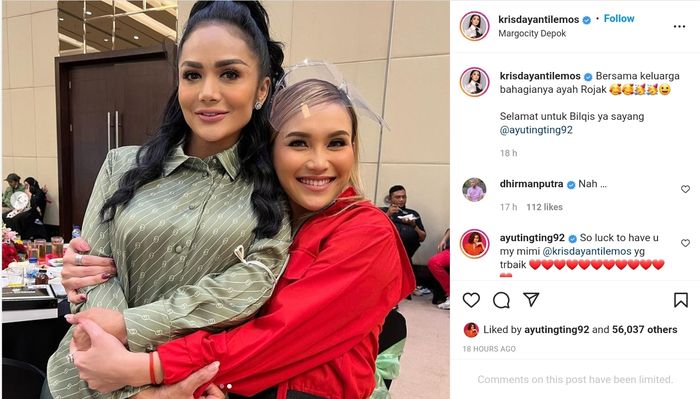 Ayu Ting Ting berikan pelukan hangat pada anggota DPR RI, Krisdayanti