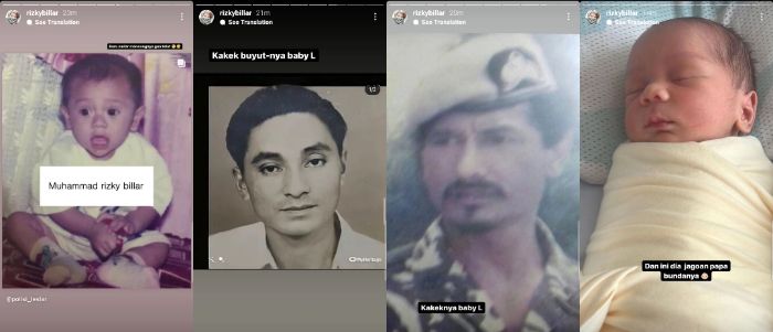 Kolase foto Rizky Billar, kakeknya, ayahhany dan Baby L