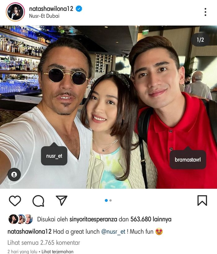 Unggahan Natasha Wilona saat liburan bareng Verrell Bramasta di Dubai.