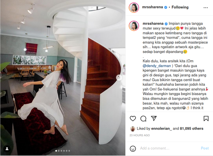 Bernuansa unik dengan bentuk spiral, intip penampakkan tangga di rumah artis Sharena Gunawan dan Ryan Delon ini yang punya kesan tersendiri.