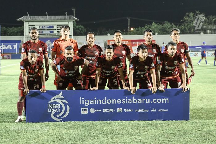 Skuad Borneo FC saat menghadapi Barito Putera pada pekan ke-19 Liga 1 2021-2022.