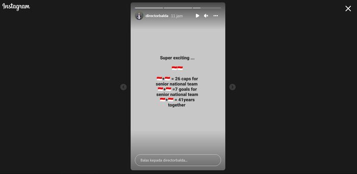 Tangkapan layar instagam stories Direkur Olahraga FK Senica, David Balda
