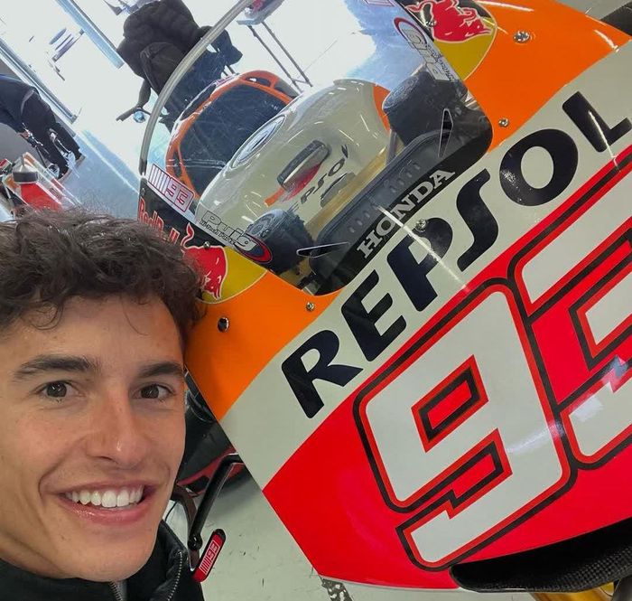 Marq Marquez kembali ke lintasan dengan RC213V-S di Sirkuit Algarve, Portimao, Minggu (16/1/2022)