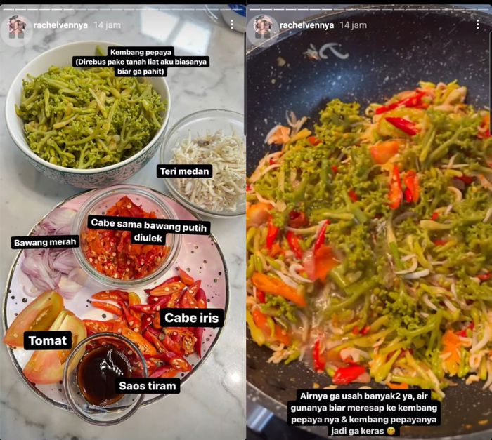 Tumis kembang pepaya ala Rachel Vennya.