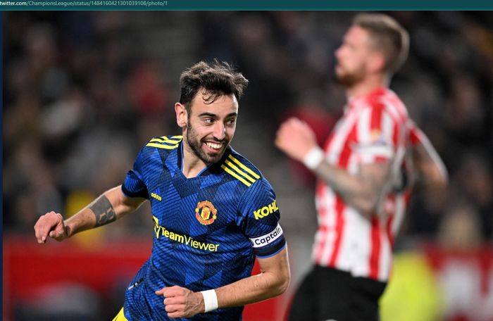 Playmaker Manchester United, Bruno Fernandes menyumbang dua assist dalam kemenangan atas Brentford.