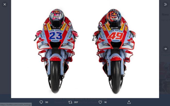 Gresini Racing menjadi tim pertama yang melakukan peluncuran tim untuk MotoGP 2022. Tim satelit Ducati itu akan diperkuat Enea Bastianini dan Fabio Di Giannantonio.