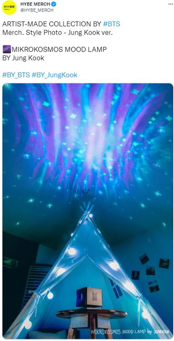  Artist Made Collection Jungkook BTS berupa Mikrokosmos mood lamp .