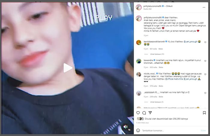 Unggahan Prilly Latuconsina tentang kematian Matthew White