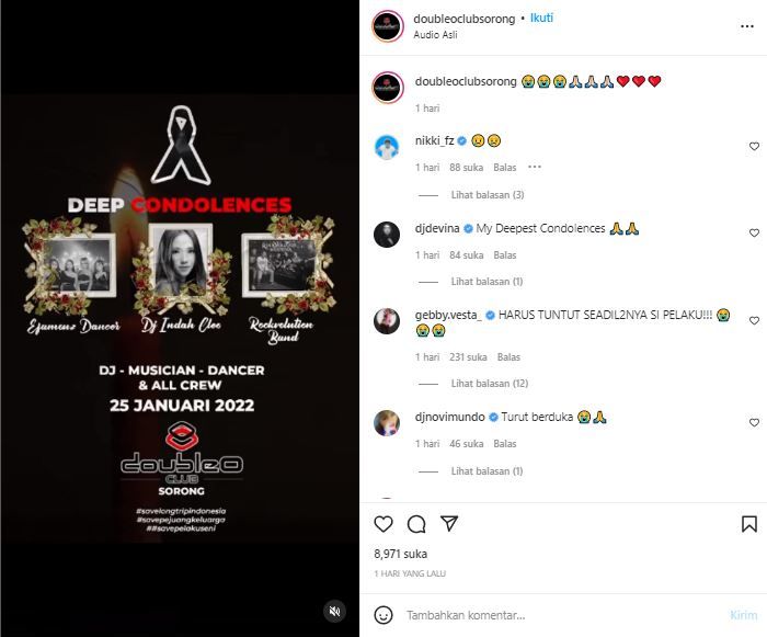 Kabar duka meninggalnya DJ Indah Cleo