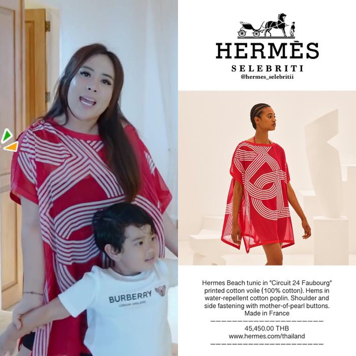 Maharani Kemala dalam balutan busana dari brand Hermes