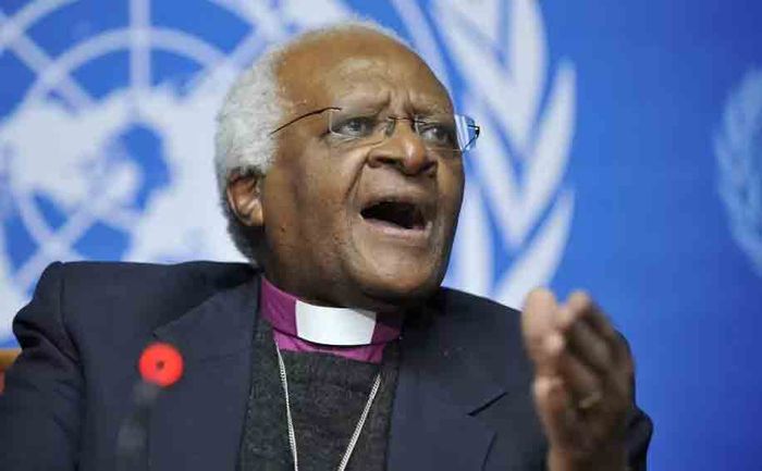 Uskup Agung Desmond Tutu dalam konferensi Perserikatan Bangsa-Bangsa (PBB).