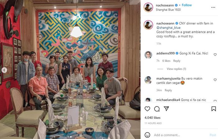 Gaya sederhana Veronica Tan saat dinner malam tahun baru Imlek 2022