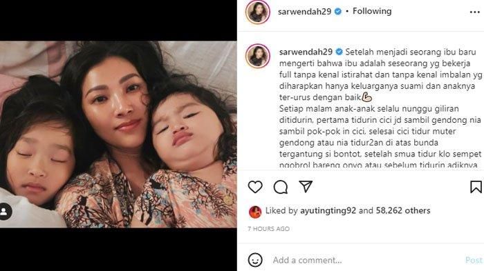 Curhatan Sarwendah lelahnya menjadi seorang ibu