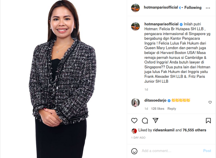 Miliki karier yang tak kalah mentereng dari sang ayah, ini arti nama anak perempuan Hotman Paris yang jadi pengacara di Singapura.