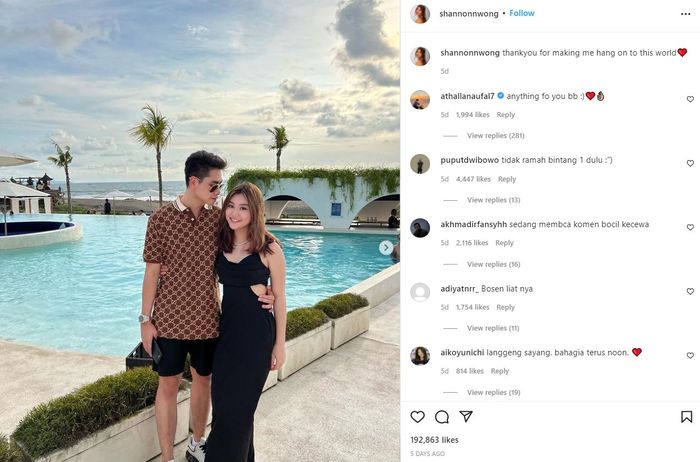 Potret mesra Athalla dan Shannon Wong 