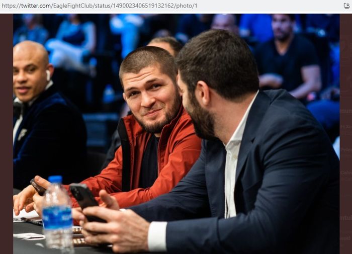 Khabib Nurmagomedov ketika sedang menghadiri acara Eagle FC 44 pada 28 Januari 2022.