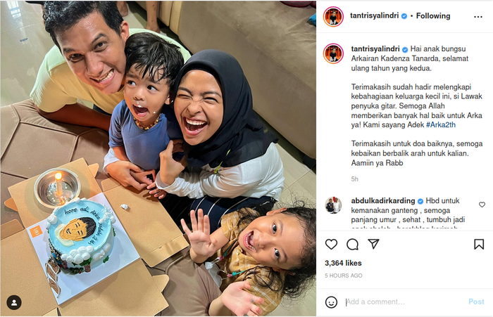 Baru saja rayakan ulang tahun hingga dapat uncapan spesial ini, arti nama anak Tantri Kotak dan Arda Naff yang mendalam.